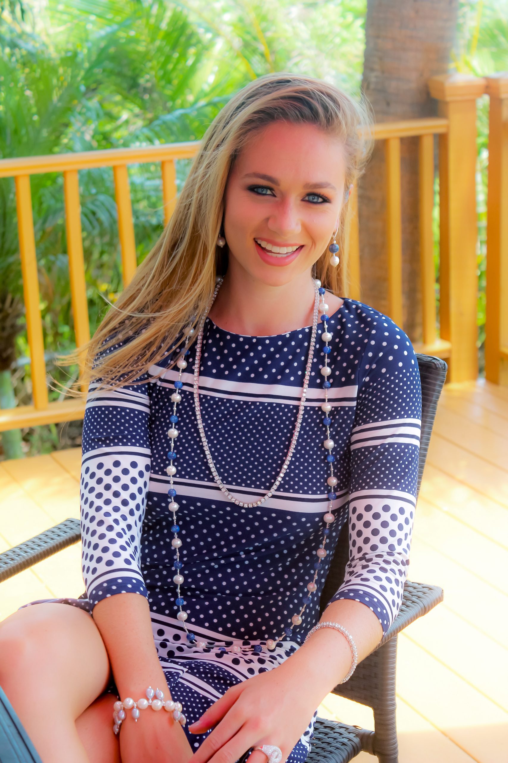 The Palm Beach Lariat in White Pearl & Sodalite