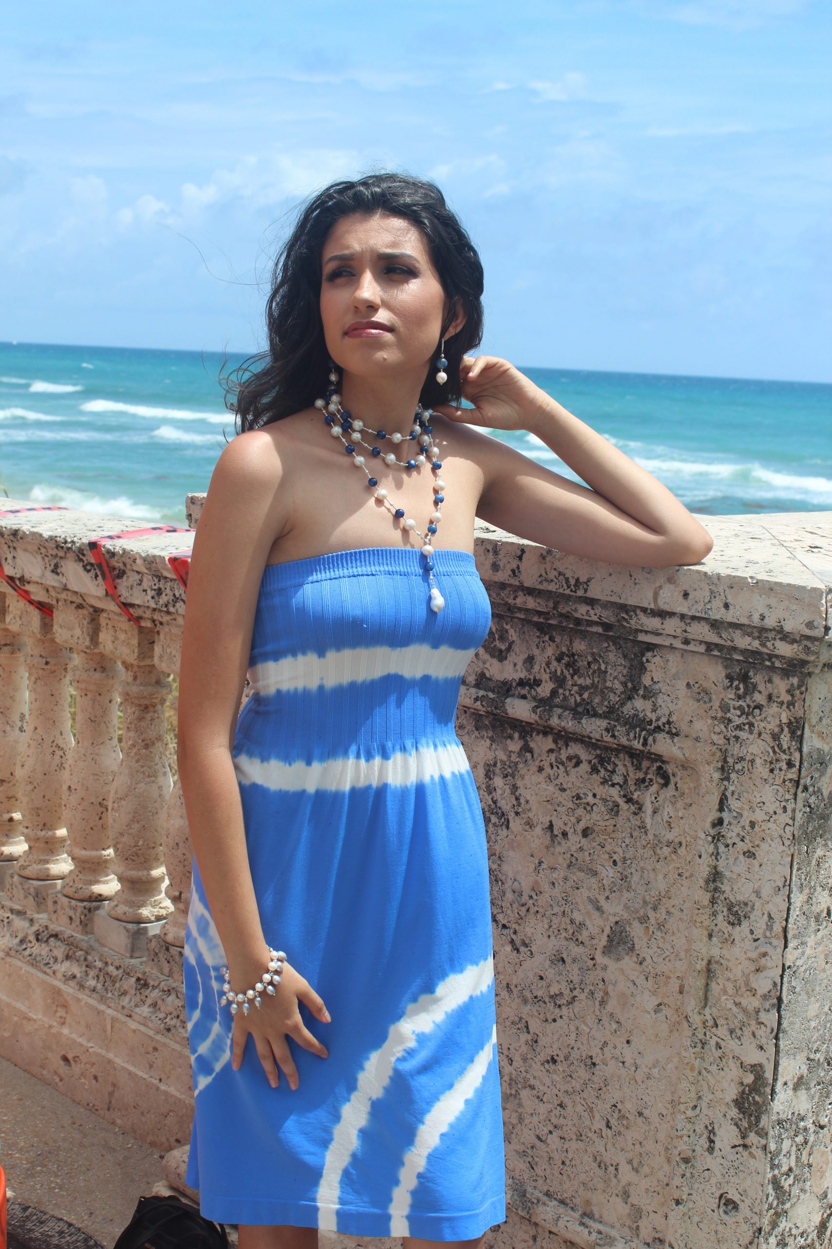 The Palm Beach Lariat in White Pearl & Sodalite
