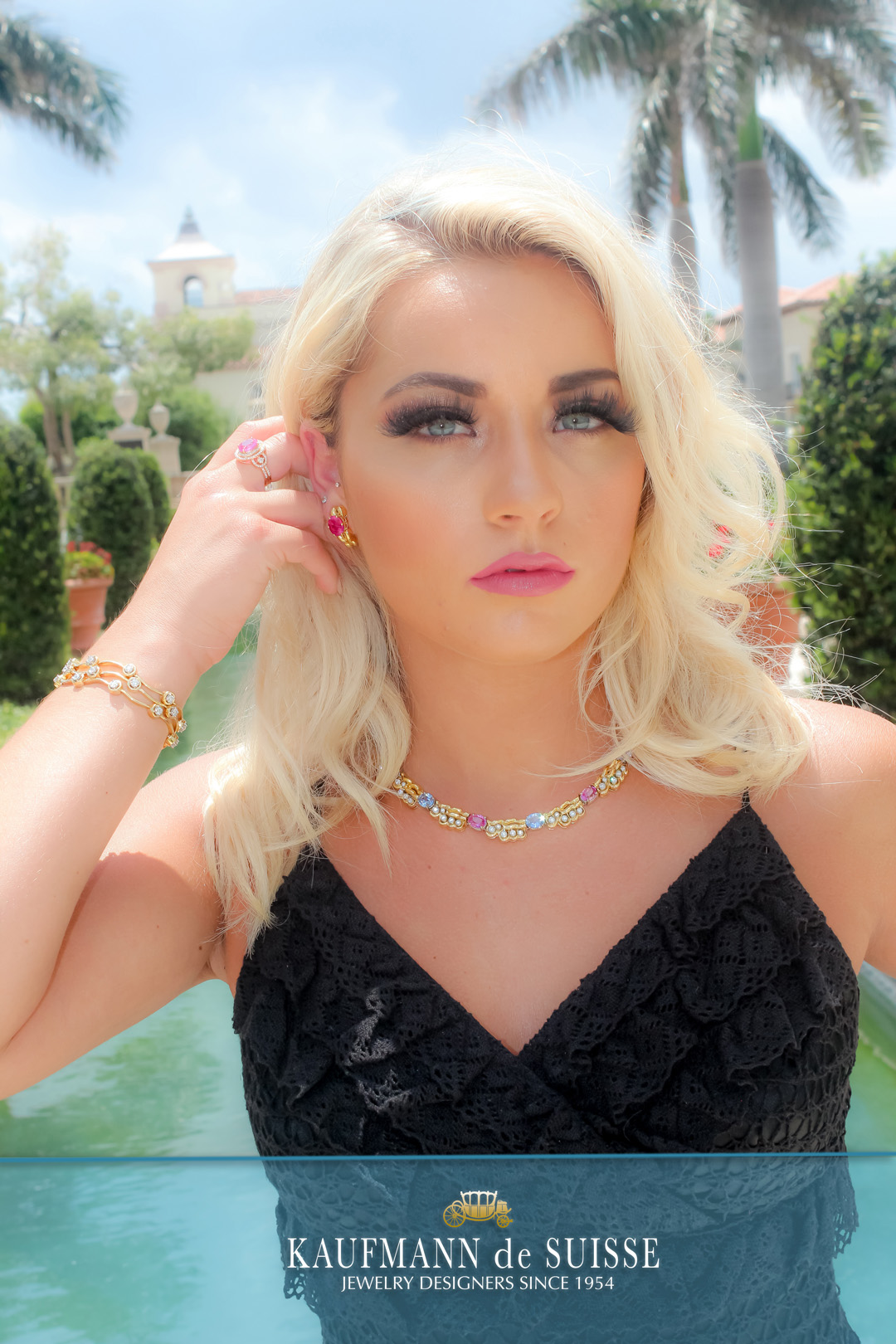 18K Pink and Blue Sapphire Necklace