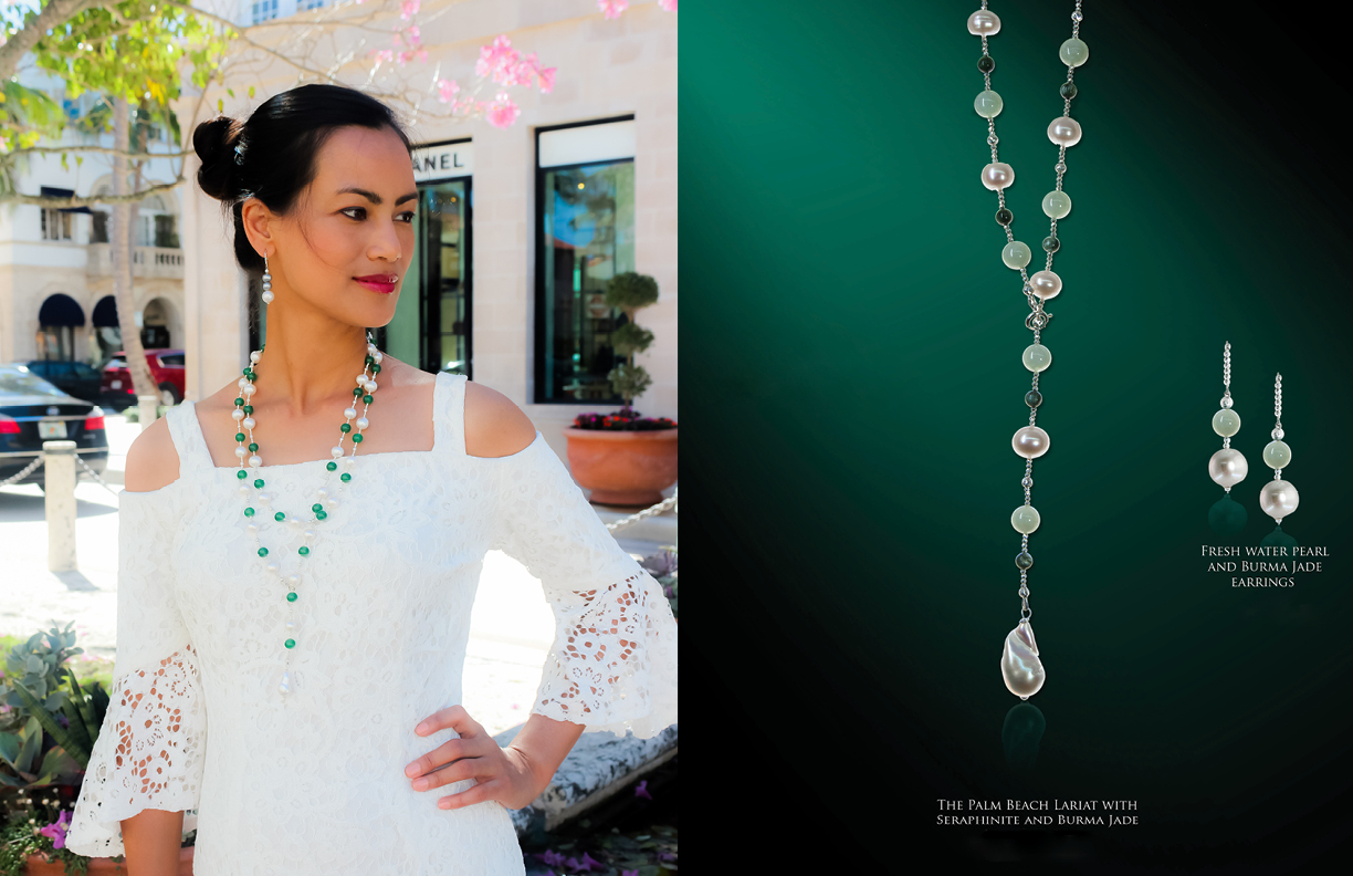 The Palm Beach Lariat in Seraphinite and Burma Jade
