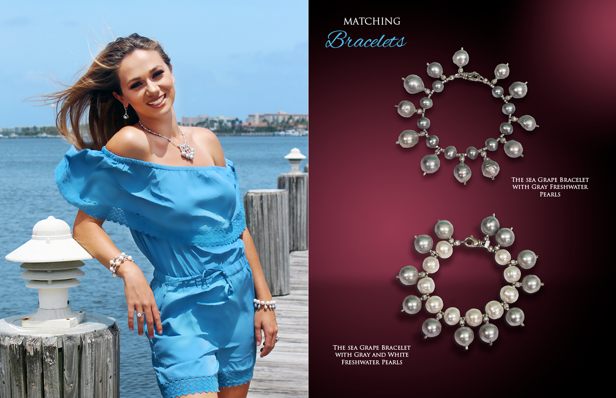 The Sea Grape Bracelet with Gray and White Pearls