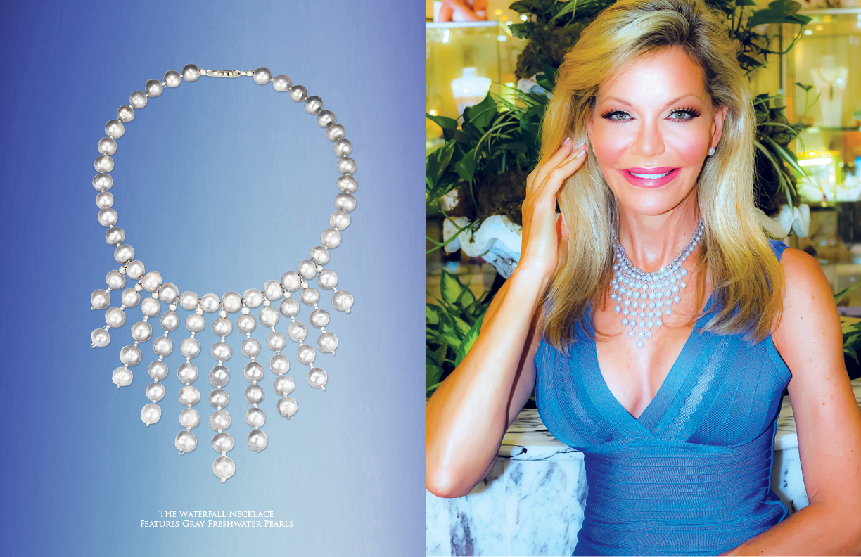 The Waterfall Necklace Features Gray Freshwater Pearls