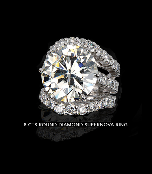 8 Carats Round Diamond Supernova Ring
