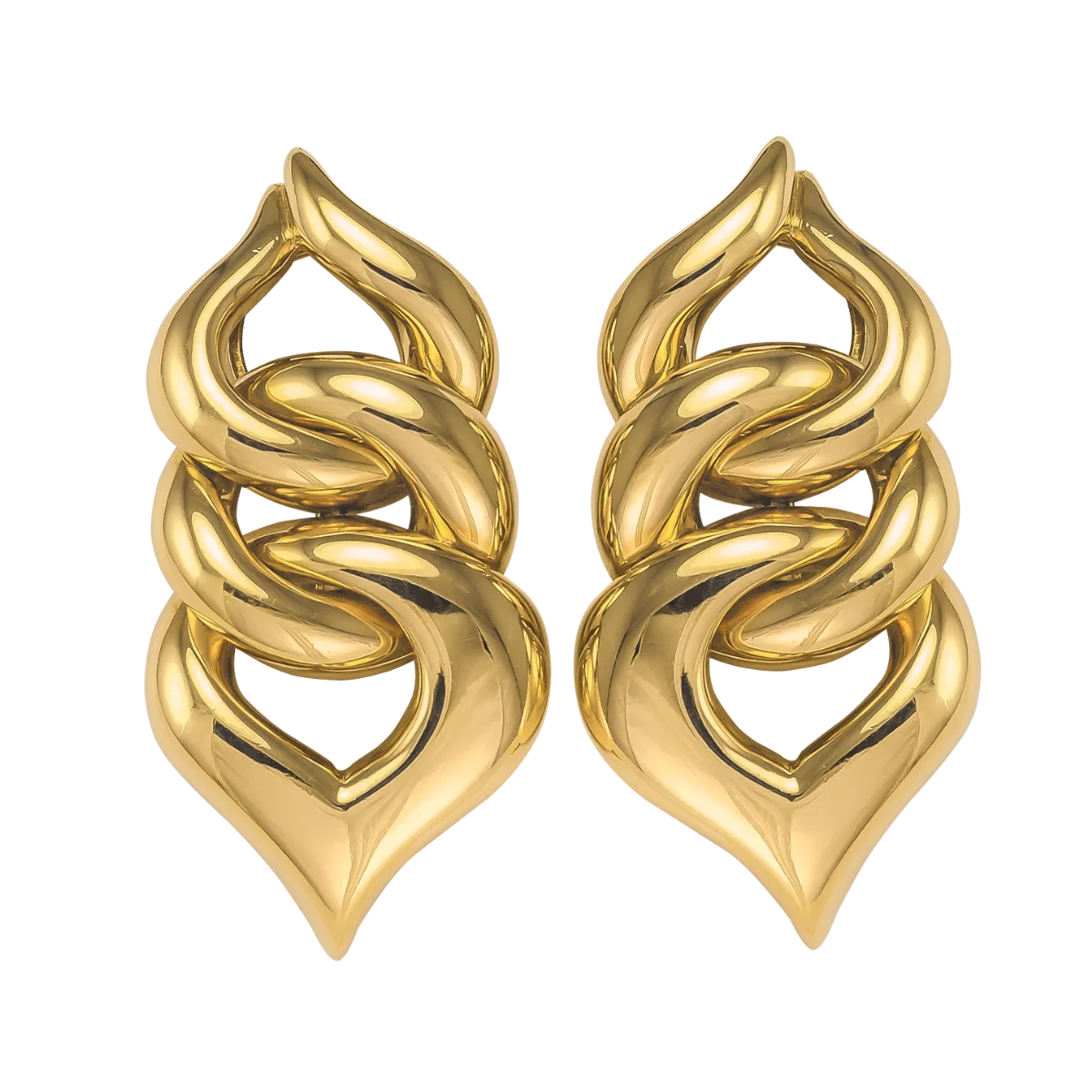 12250 Gold Interlocking Link Dangle Earrings