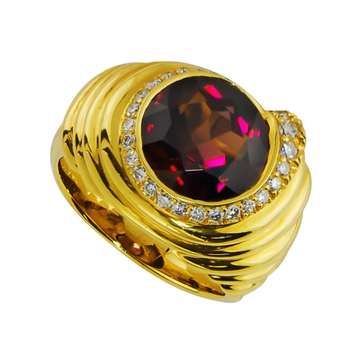 13761 Bezel Set Rhodolite and Diamond Ring