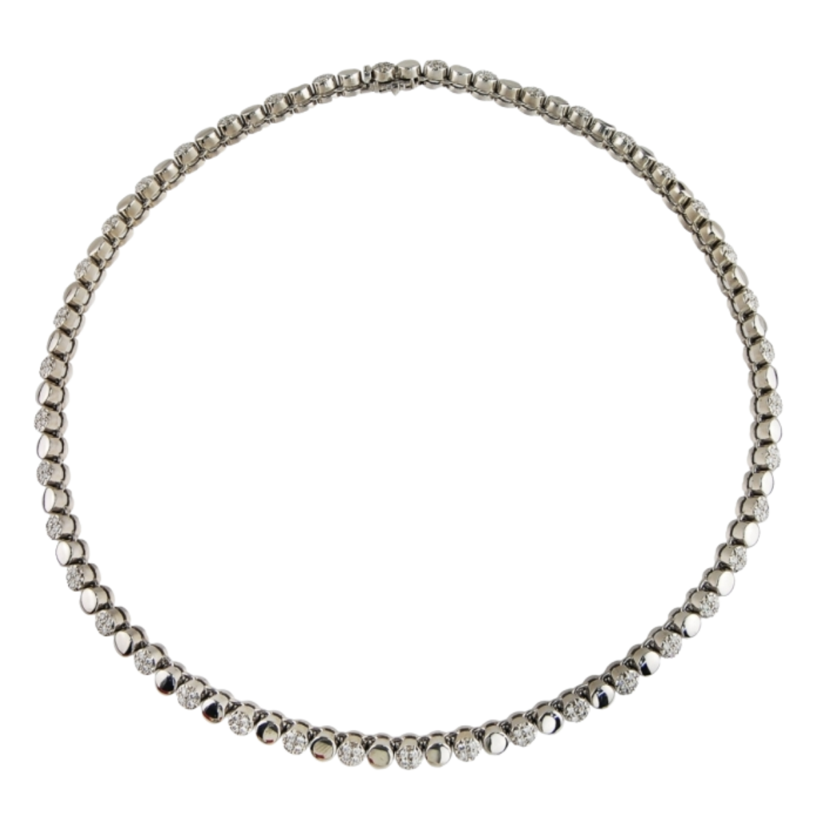 15949 Tailored Diamond Necklace Designed and Handmade by Kaufmann de Suisse in Platinum featuring 164 Round Brilliant cut FVVS Quality Diamonds weighing a total of 1.67cts