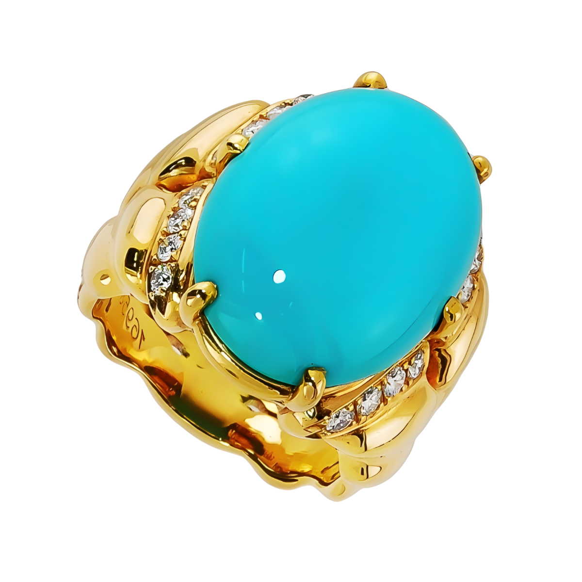 16958 Double Flowing Lines Turquoise Ring