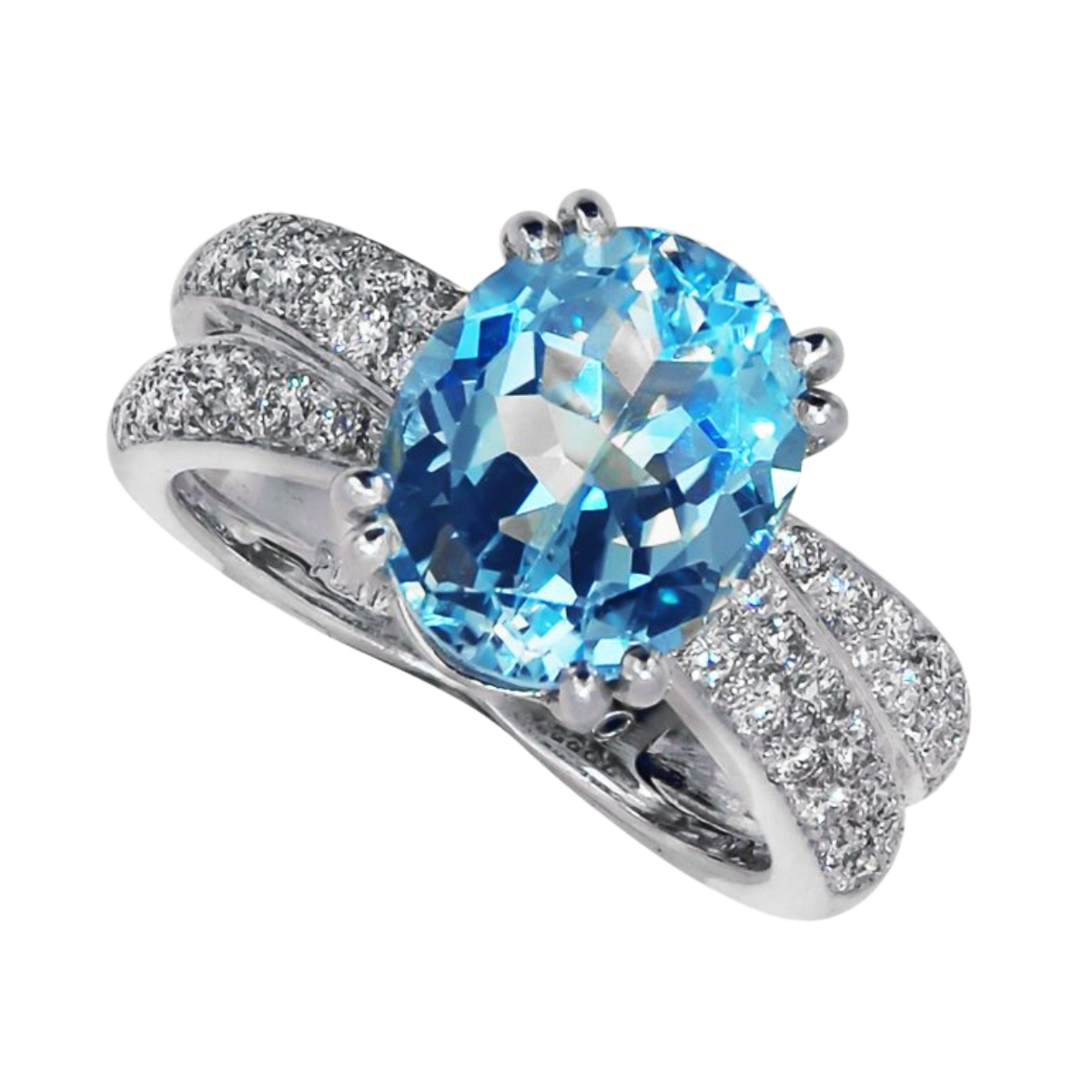 18580 Blue Topaz and Diamond Ring