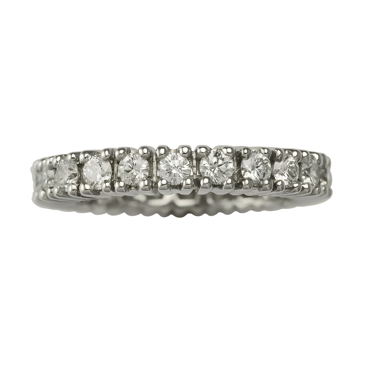 18658 Classic Four Prong Diamond Eternity Ring Designed & Handmade by Kaufmann de Suisse in Platinum featuring 22 Round Brilliant Cut Diamonds weighing a total of 1.32cts