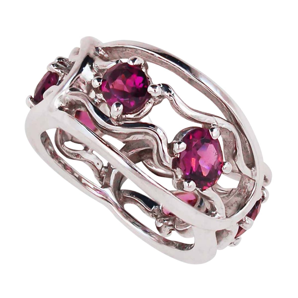 20572 Open Flowing Lines Rhodolite Ring