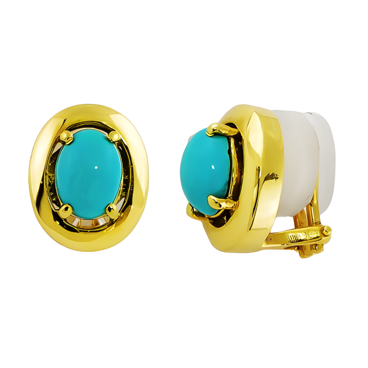 21106 Turquoise and Gold Earring Studs
