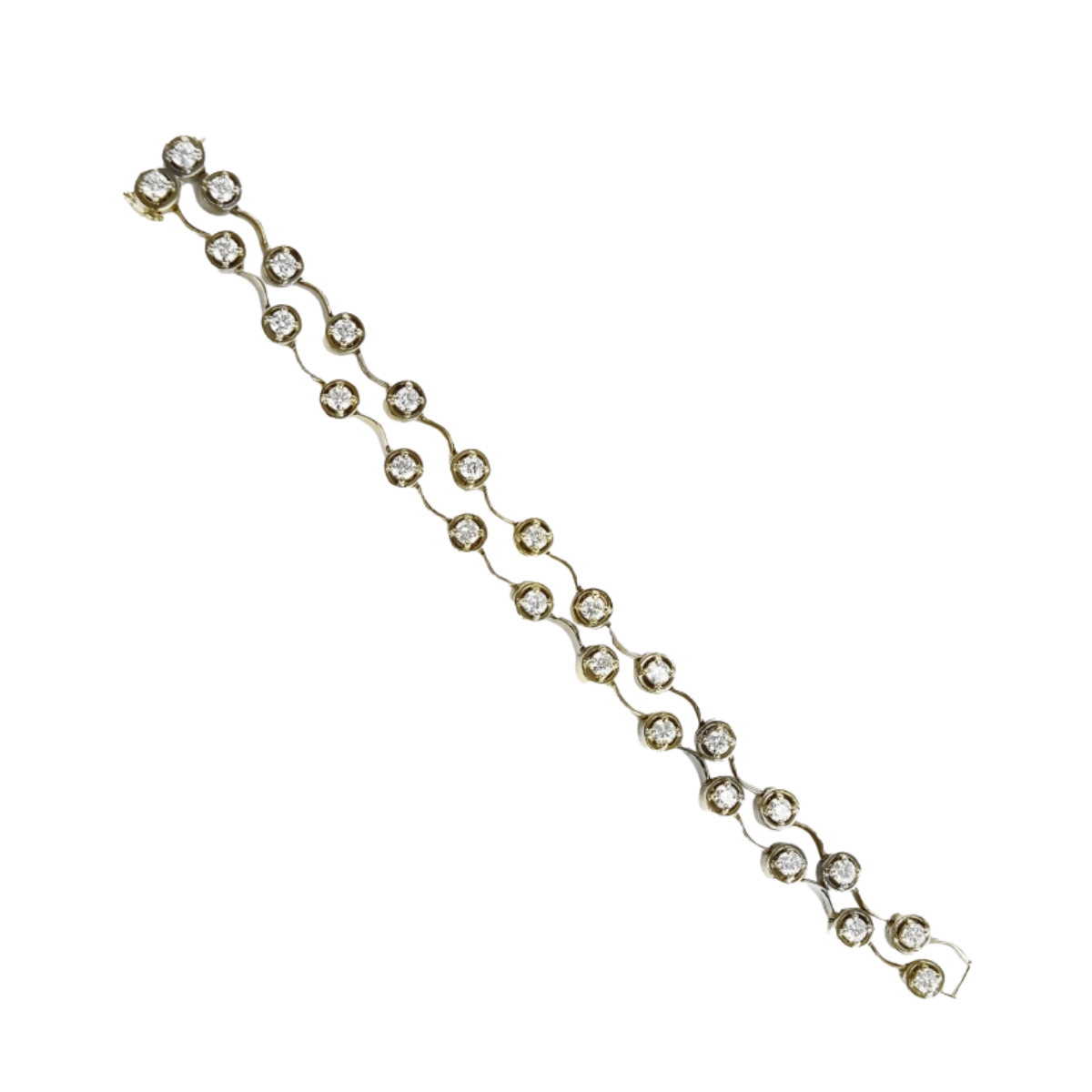 22175 Double Diamond Cascade Bracelet Designed & Handmade by Kaufmann de Suisse in 18kt White Gold featuring 21 Round Brilliant Cut HVS Quality Diamonds weighing a total of 3.33cts