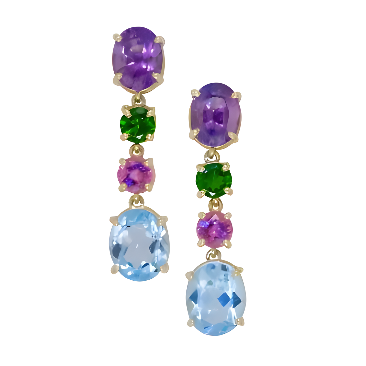 23328 Multi Gemstone Dangle Earrings