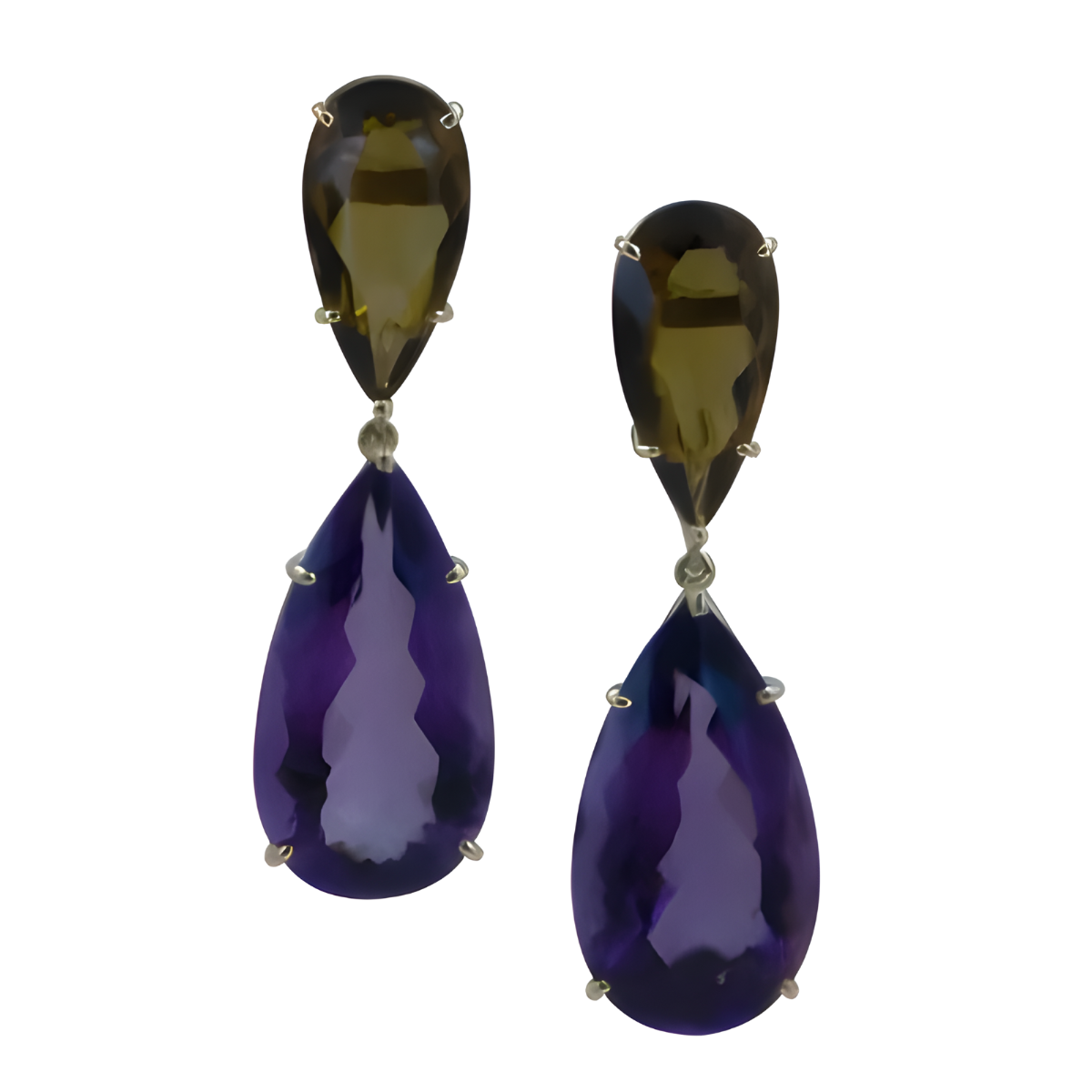 23330 Amethyst and Citrine Pear Drop Earrings