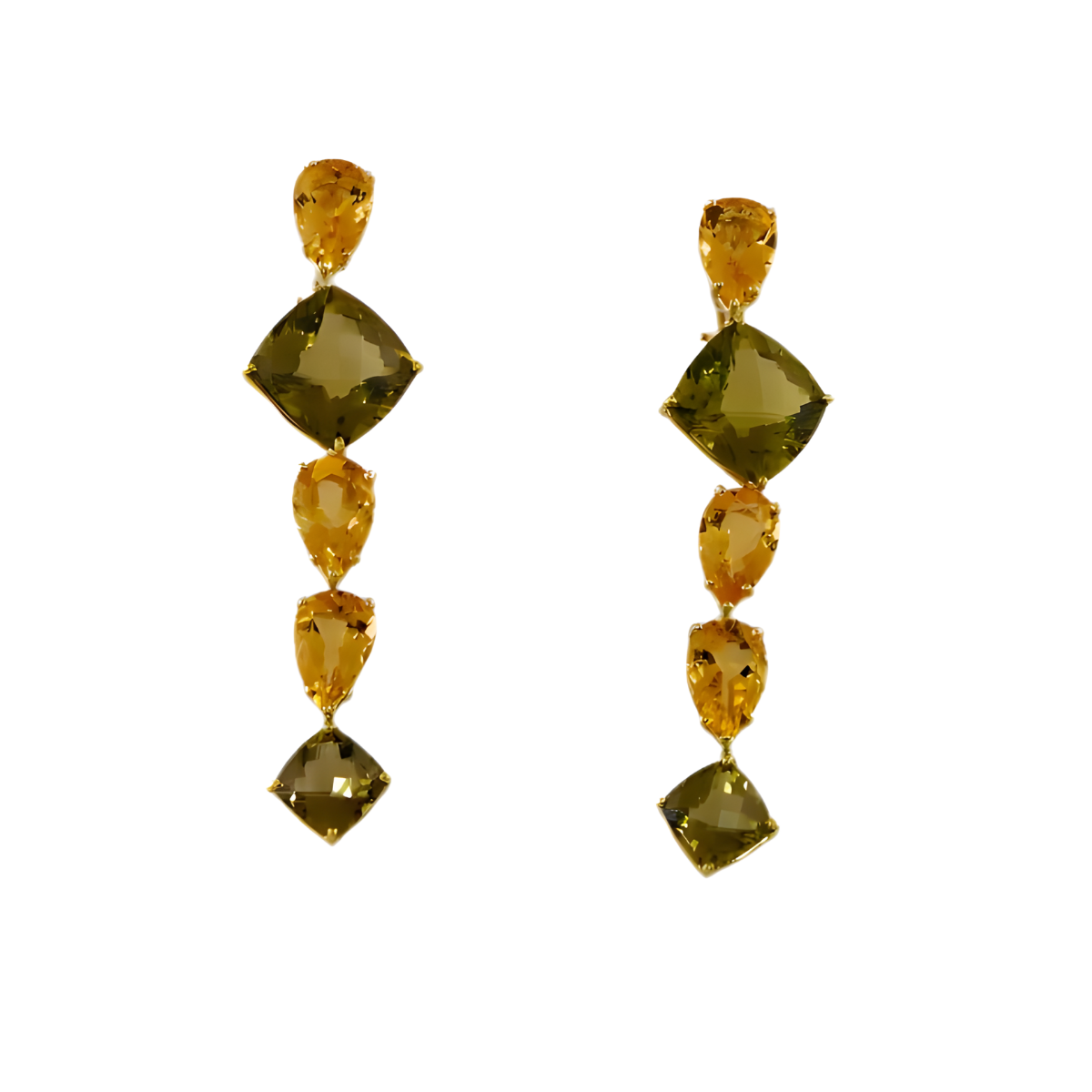 23390 Citrine and Lemon Quartz Dangle Earrings