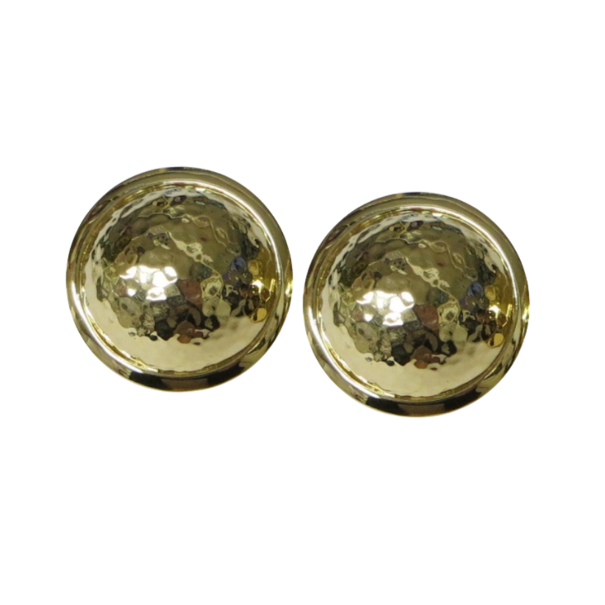 23418 Classic Saucer Earclips Designed and Handmade by Kaufmann de Suisse in 18kt Yellow Gold with a Hammered Finish