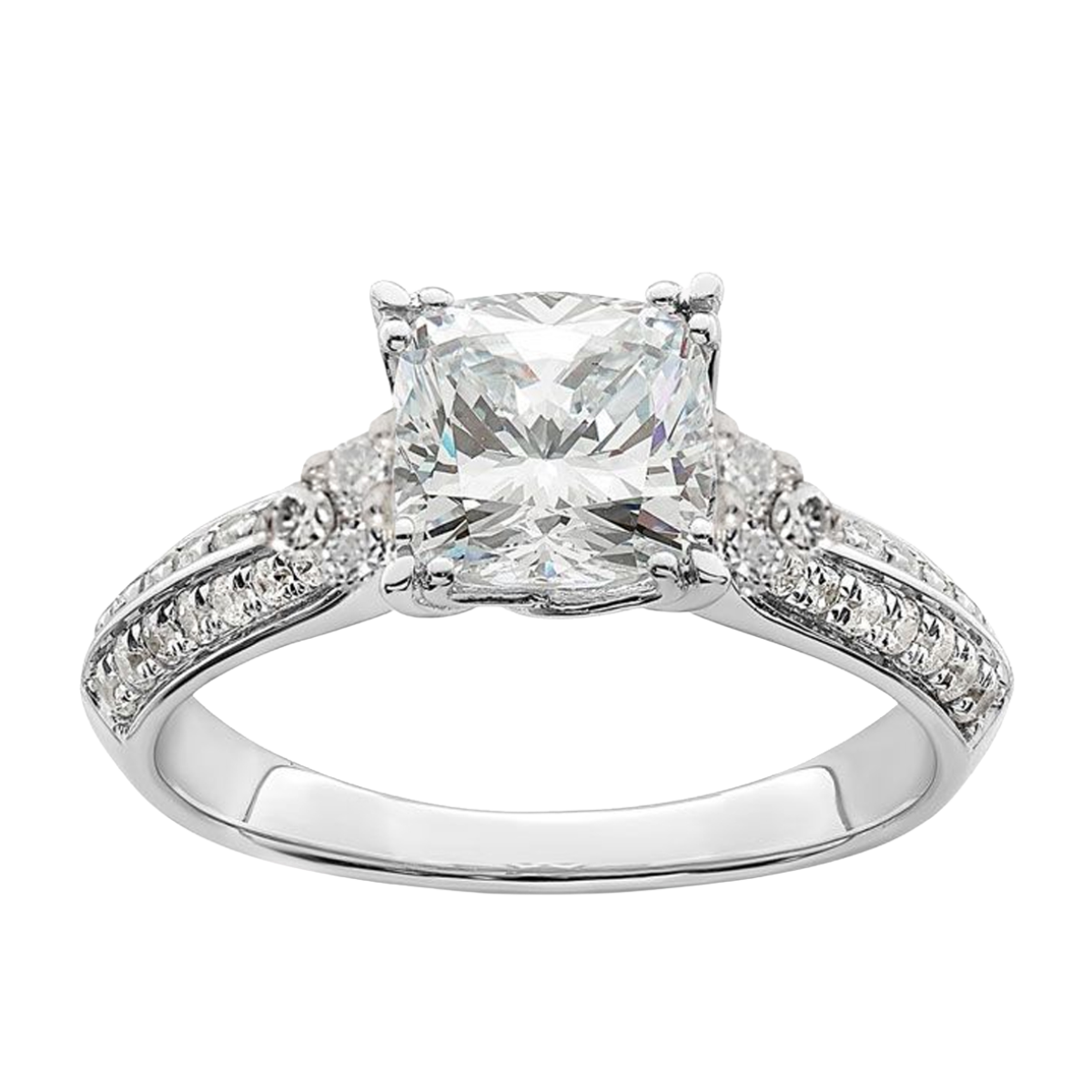 23649 Platinum Diamond Ring Designed and Handmade in Platinum featuring one 0.94cts Bezel Set Princess Cut GVS1 Quality Diamond mounted with 68 Round Brilliant Cut GVS Quality Diamond