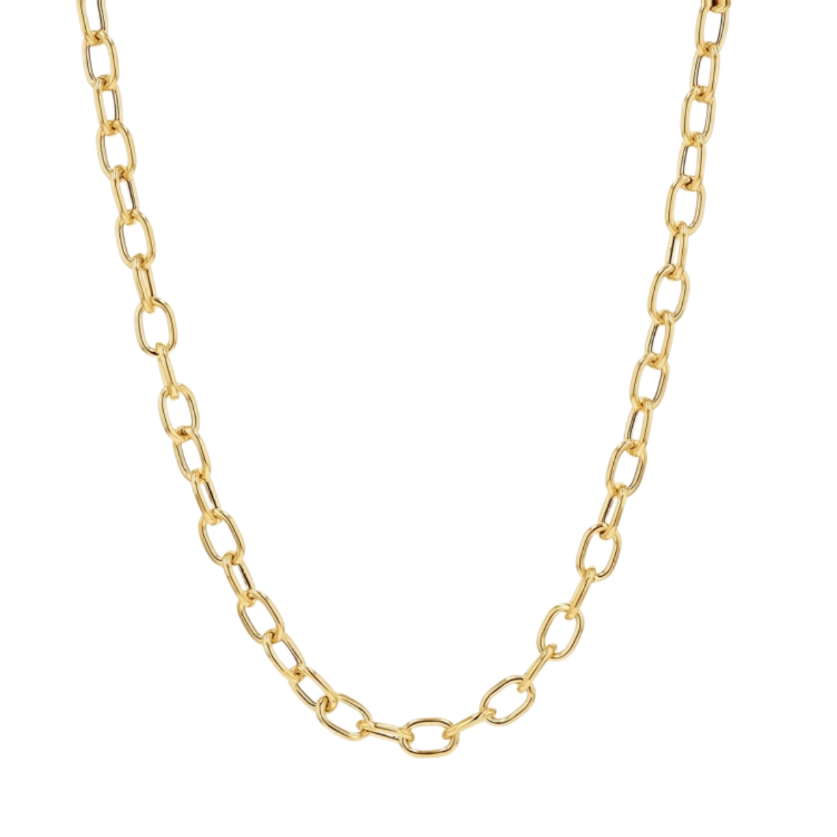 23837 Yellow Gold Link Necklace Designed and Handmade by Kaufmann de Suisse in 18kt Yellow Gold