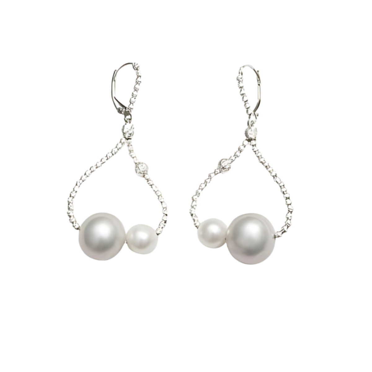 23984 Grey and White Pearl Dangle Earrings with Sterling Silver Diamond Cut BeadsBeautifully Accented With Diamond Cut Sterling Silver BeadsIncludes a Certificate of Guarantee