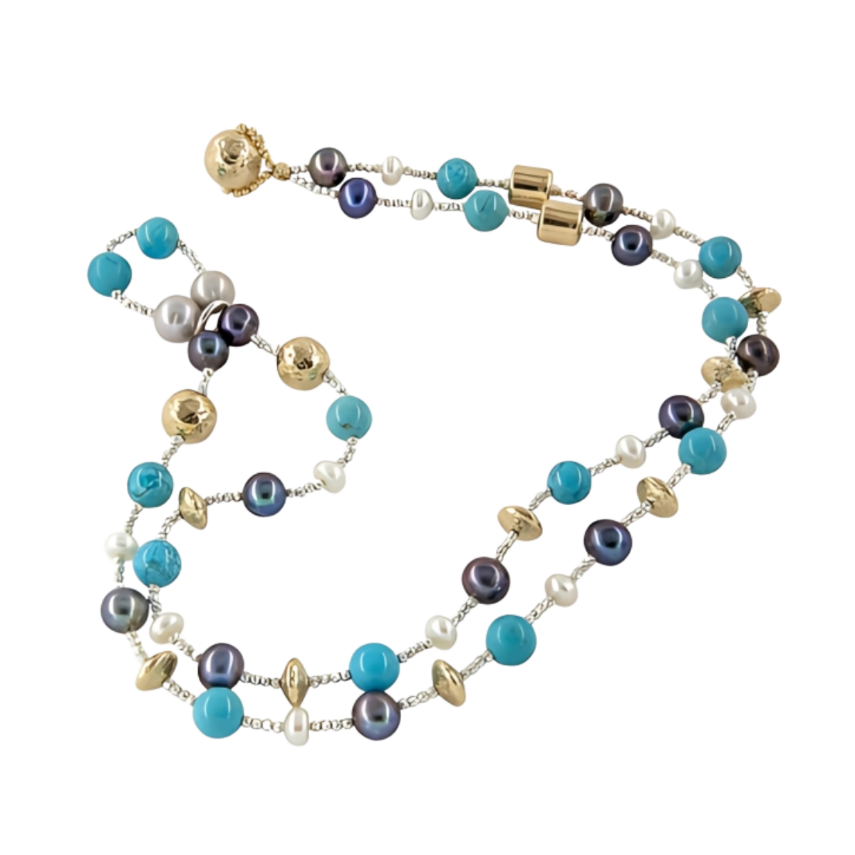 24055 Turquoise and Freshwater White Pearl