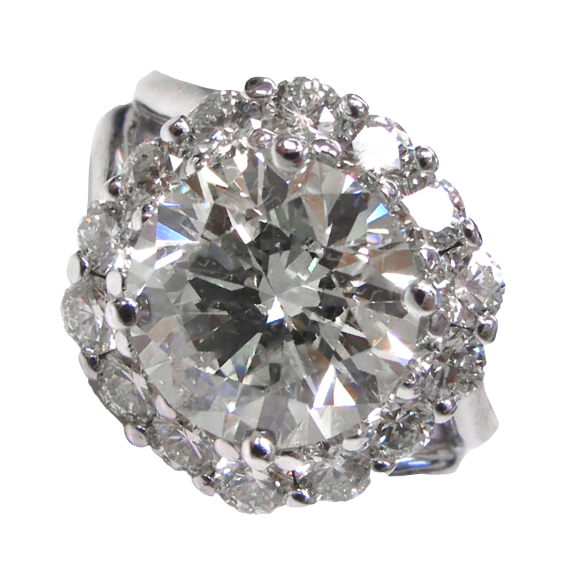 24128 Classic Diamond Ring Designed and Handmade in 14kt White Gold featuring 1 Round Brilliant Cut GIA Certified 3.08cts NVVS2 Quality Diamond mounted with