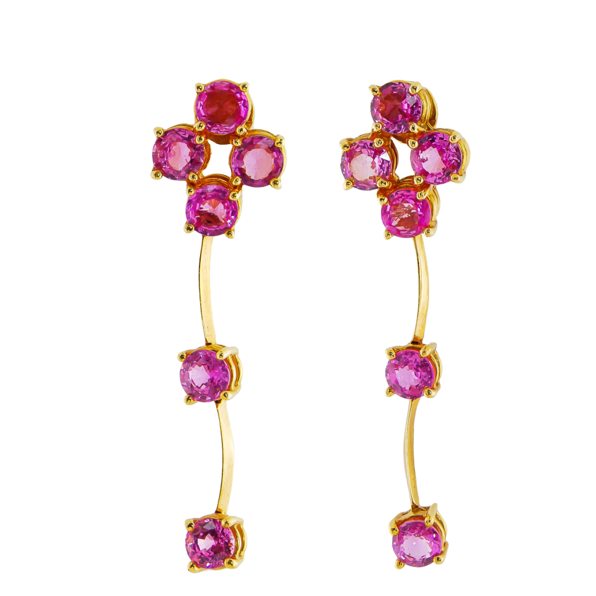30512 Single Row Cascade Pink Sapphire Drop Earrings