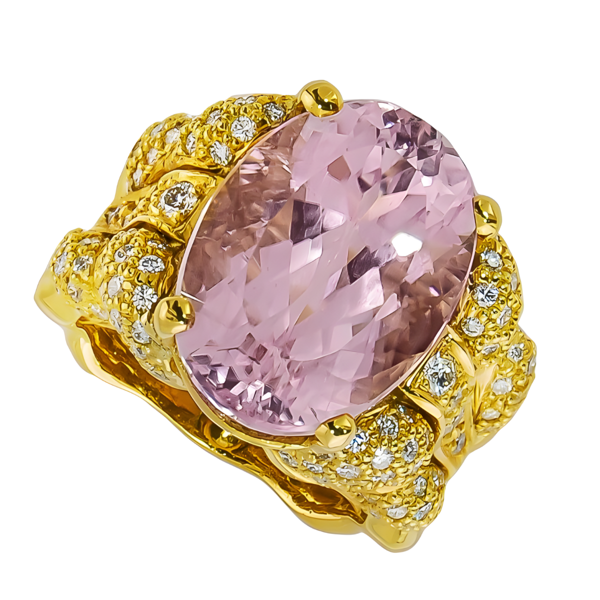 30757 Flowing Lines Kunzite and Diamond Ring