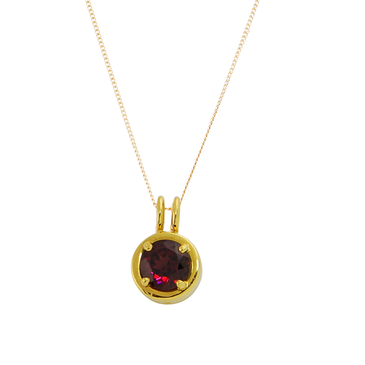 40367 Rhodolite Garnet Pendant Designed & Handmade by Kaufmann de Suisse in 18kt Yellow Gold featuring one Round 2.54cts Rhodolite Garnet
