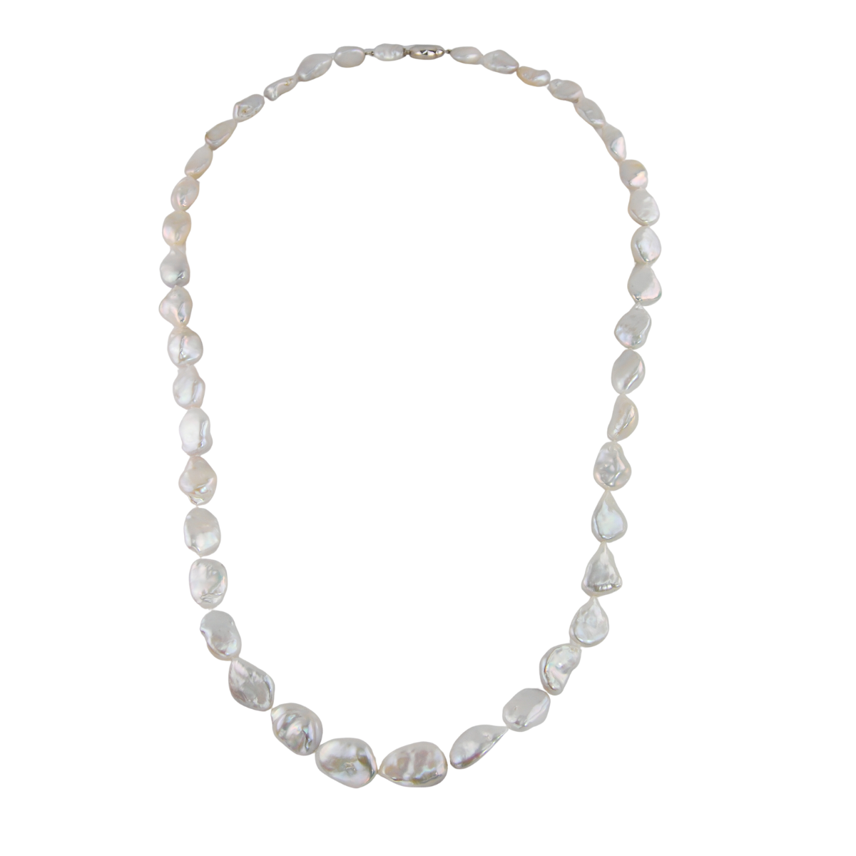 41001 36 Inch Baroque South Sea Pearl Strand Necklace featuring 42 Baroque South Sea Pearls measuring 15 12mm with an 18kt White Gold Bayonette Clasp